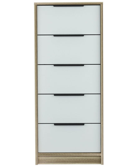 28" Brown And White Three Drawer Dresser