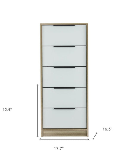 28" Brown And White Three Drawer Dresser