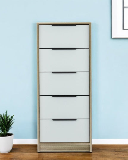 28" Brown And White Three Drawer Dresser