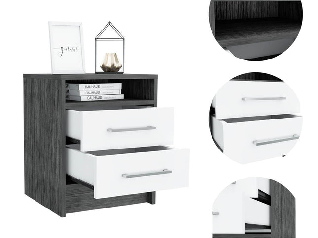 20" Wood Two Drawer Nightstand