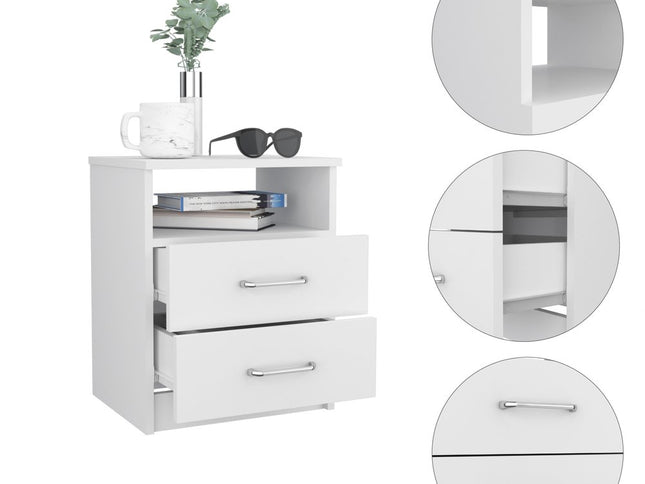 20" Wood Two Drawer Nightstand