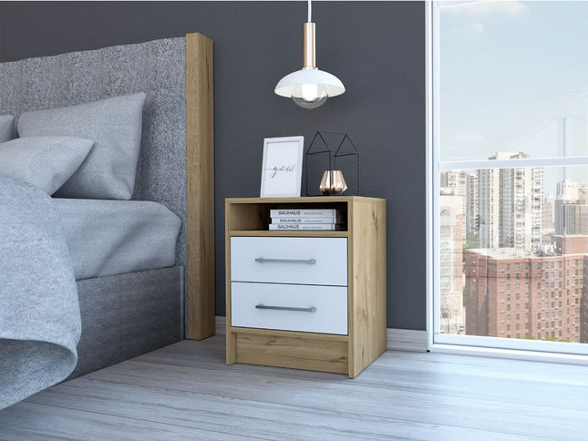 20" Wood Two Drawer Nightstand