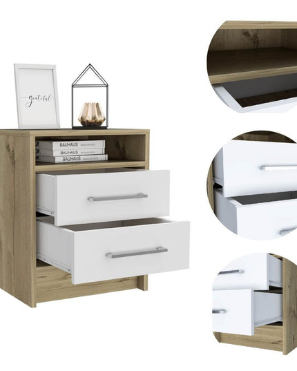 20" Wood Two Drawer Nightstand