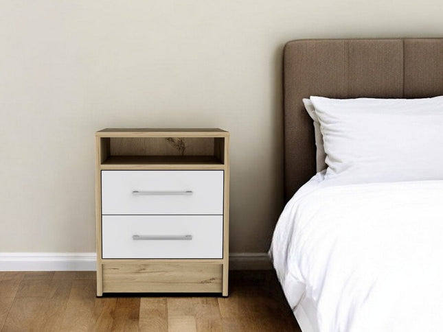 20" Wood Two Drawer Nightstand