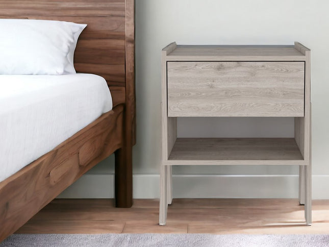 22" Light Gray Wood One Drawer Nightstand