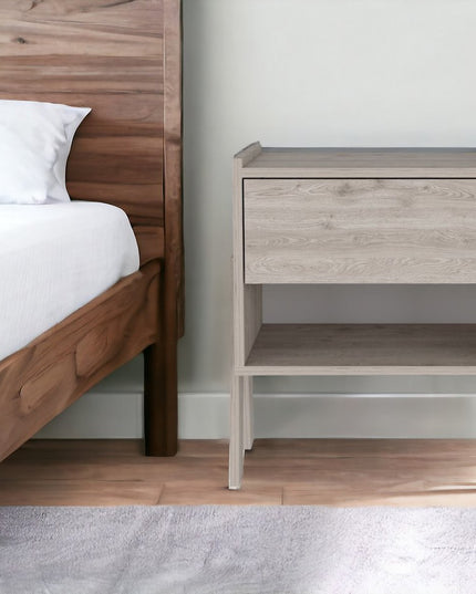 22" Light Gray Wood One Drawer Nightstand
