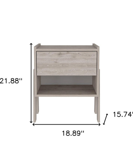 22" Light Gray Wood One Drawer Nightstand