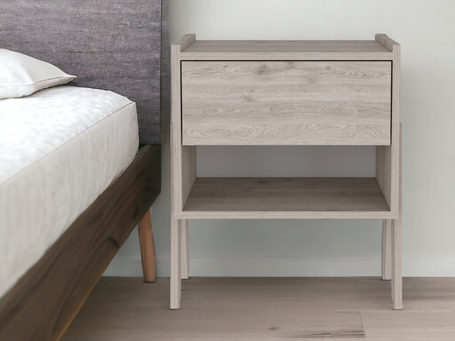 22" Light Gray Wood One Drawer Nightstand