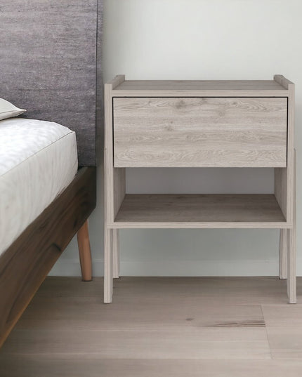 22" Light Gray Wood One Drawer Nightstand