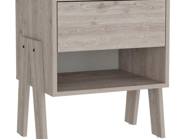 22" Light Gray Wood One Drawer Nightstand