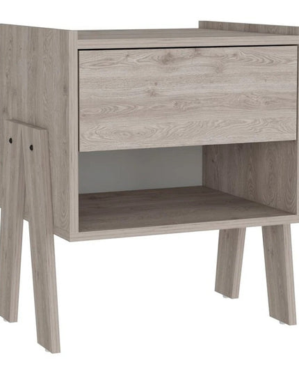 22" Light Gray Wood One Drawer Nightstand