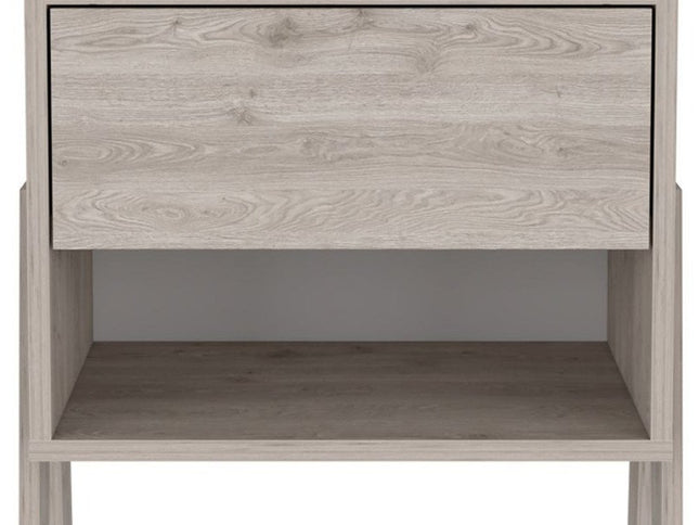 22" Light Gray Wood One Drawer Nightstand