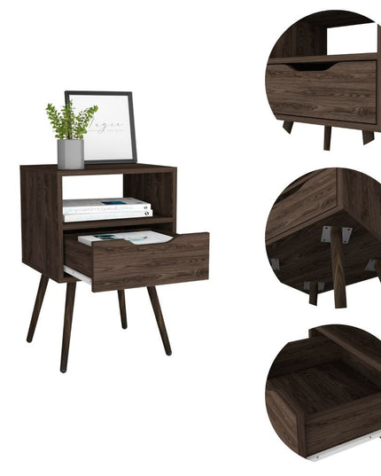 25" Wood One Drawer Nightstand