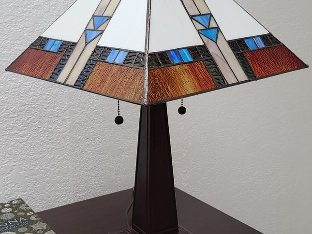 22" Dark Brown Metal Two Light Candlestick Table Lamp With Off White Empire Shade