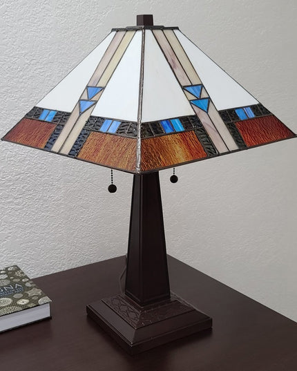 22" Dark Brown Metal Two Light Candlestick Table Lamp With Off White Empire Shade