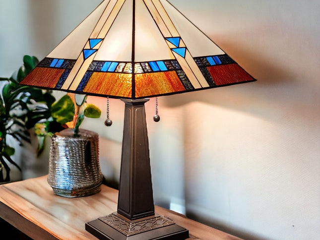 22" Dark Brown Metal Two Light Candlestick Table Lamp With Off White Empire Shade