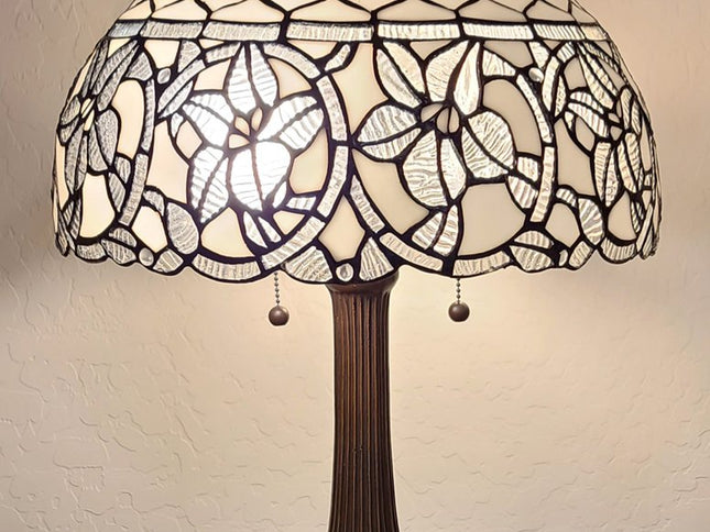 23" Dark Brown Metal Two Light Candlestick Table Lamp With White Shade