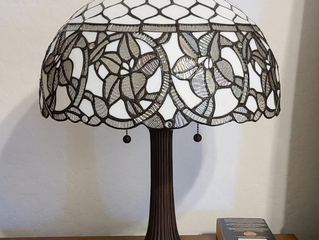 23" Dark Brown Metal Two Light Candlestick Table Lamp With White Shade