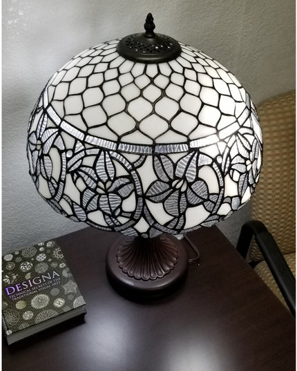 23" Dark Brown Metal Two Light Candlestick Table Lamp With White Shade