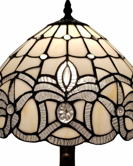 19" Dark Brown Metal Candlestick Table Lamp With White Dome Shade