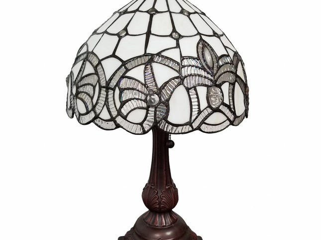 19" Dark Brown Metal Candlestick Table Lamp With White Dome Shade