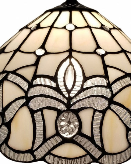 19" Dark Brown Metal Candlestick Table Lamp With White Dome Shade