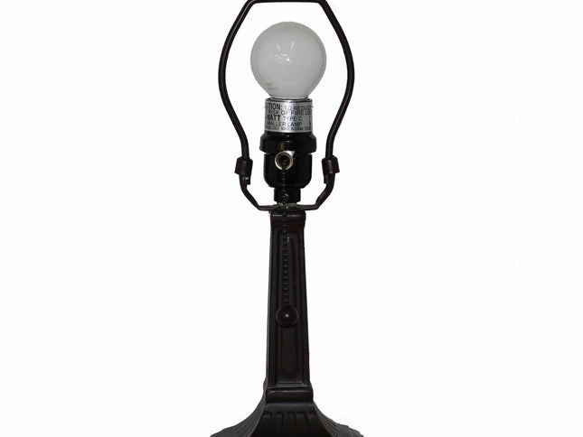 15" Dark Brown Metal Candlestick Table Lamp With Green Empire Shade