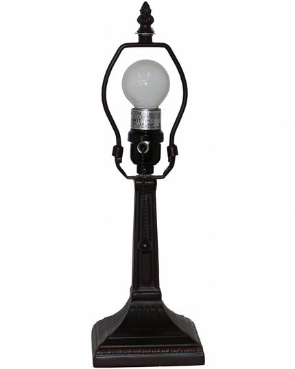 15" Dark Brown Metal Candlestick Table Lamp With Green Empire Shade