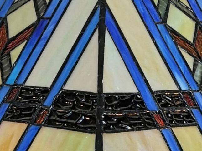 22" Dark Brown Metal Two Light Candlestick Table Lamp With Blue Empire Shade