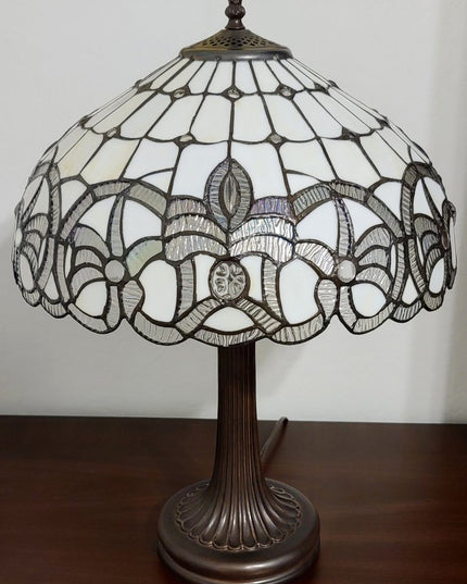 23" Dark Brown Metal Two Light Candlestick Table Lamp With White Shade