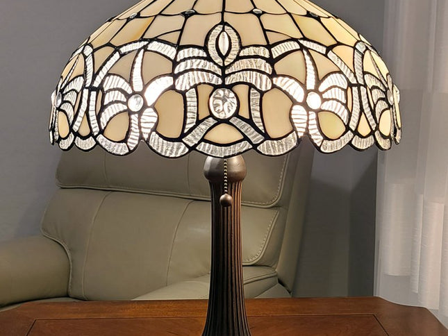 23" Dark Brown Metal Two Light Candlestick Table Lamp With White Shade