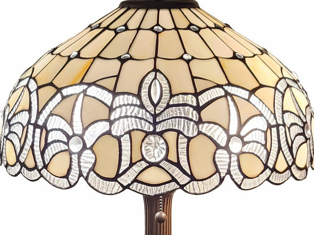 23" Dark Brown Metal Two Light Candlestick Table Lamp With White Shade