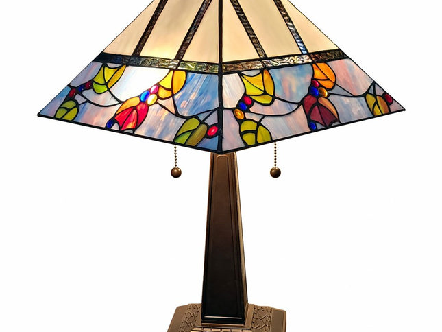 22" Dark Brown Metal Two Light Candlestick Table Lamp With White Shade