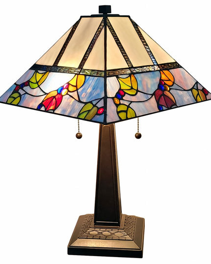 22" Dark Brown Metal Two Light Candlestick Table Lamp With White Shade