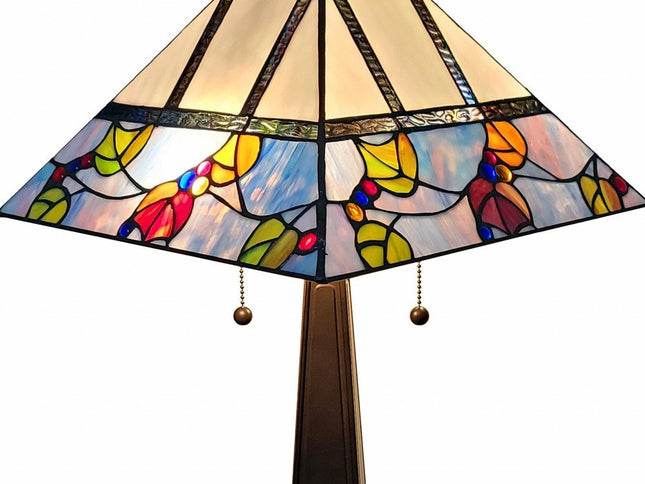 22" Dark Brown Metal Two Light Candlestick Table Lamp With White Shade