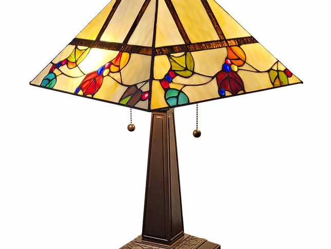 22" Dark Brown Metal Two Light Candlestick Table Lamp With White Shade