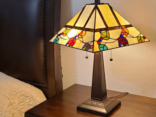 22" Dark Brown Metal Two Light Candlestick Table Lamp With White Shade