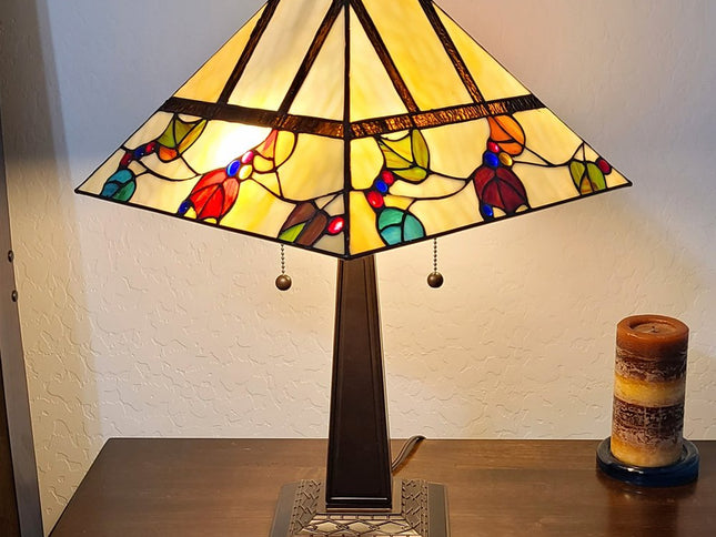 22" Dark Brown Metal Two Light Candlestick Table Lamp With White Shade