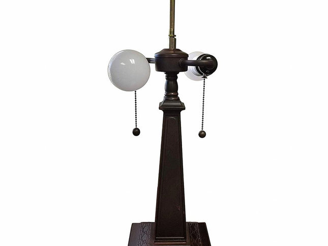 22" Dark Brown Metal Two Light Candlestick Table Lamp With White Shade