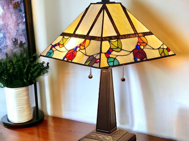 22" Dark Brown Metal Two Light Candlestick Table Lamp With White Shade