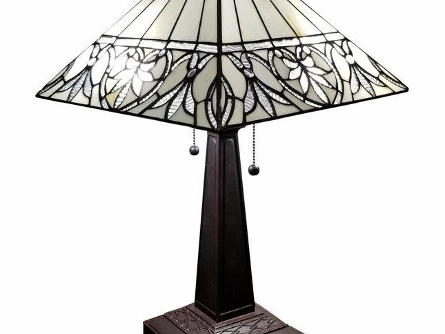 22" Dark Brown Metal Two Light Candlestick Table Lamp With White Shade