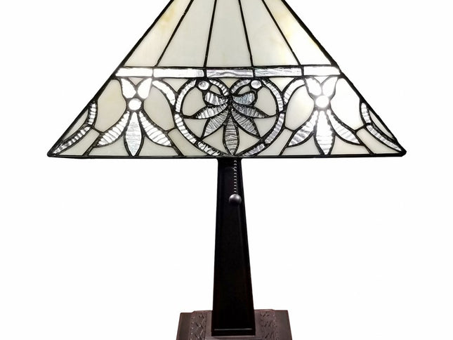 22" Dark Brown Metal Two Light Candlestick Table Lamp With White Shade