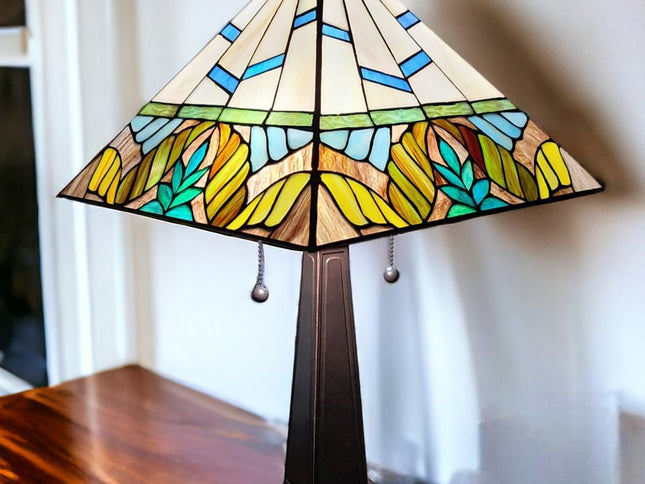 22" Dark Brown Metal Two Light Candlestick Table Lamp With White Shade