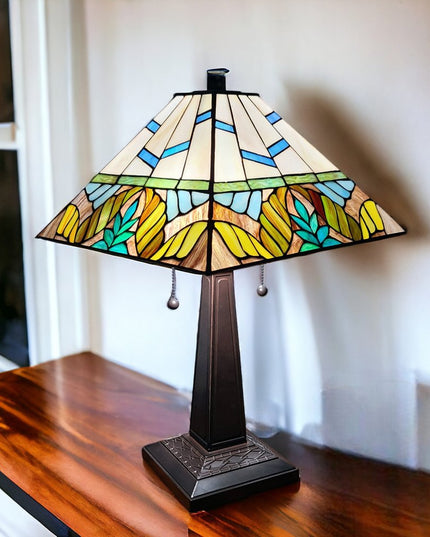 22" Dark Brown Metal Two Light Candlestick Table Lamp With White Shade