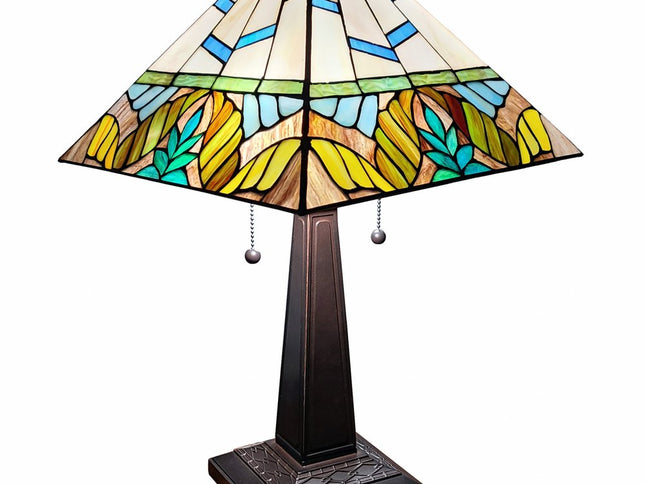 22" Dark Brown Metal Two Light Candlestick Table Lamp With White Shade