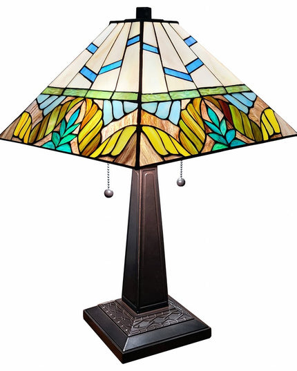 22" Dark Brown Metal Two Light Candlestick Table Lamp With White Shade