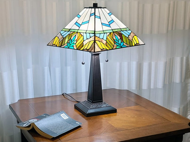 22" Dark Brown Metal Two Light Candlestick Table Lamp With White Shade