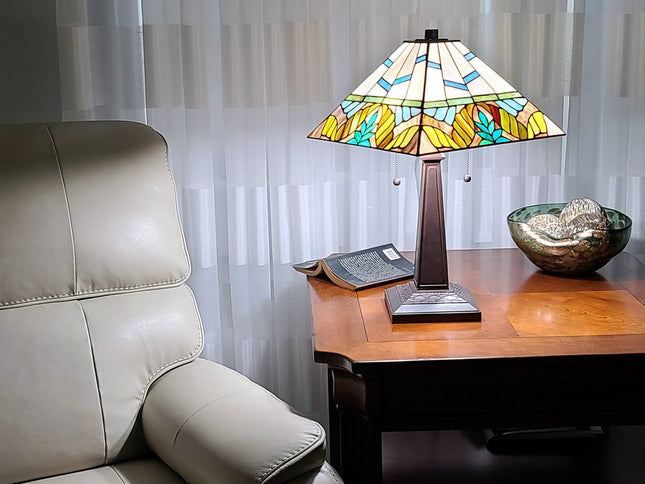 22" Dark Brown Metal Two Light Candlestick Table Lamp With White Shade