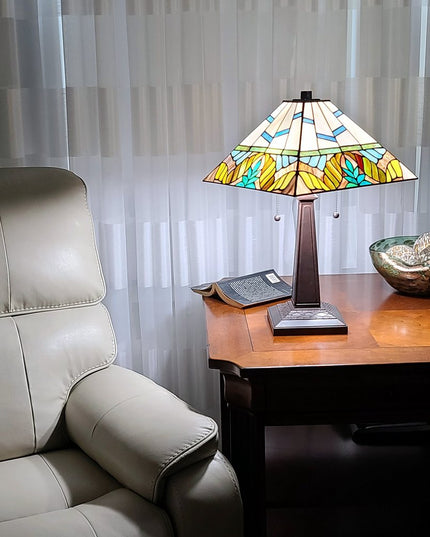 22" Dark Brown Metal Two Light Candlestick Table Lamp With White Shade