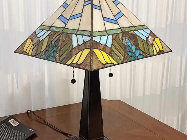 22" Dark Brown Metal Two Light Candlestick Table Lamp With White Shade